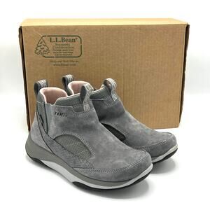 L.L. Bean Gray TEK 2.5 Slip On Snow Ankle Boot Sneaker w/ Primaloft Size 6